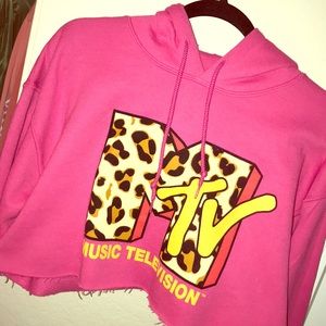 Pink Cropped Hoodie